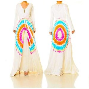 Tie Dye Robe Cardigan Coverup- Duster Cardigan- Summer Robe Duster- Rainbow